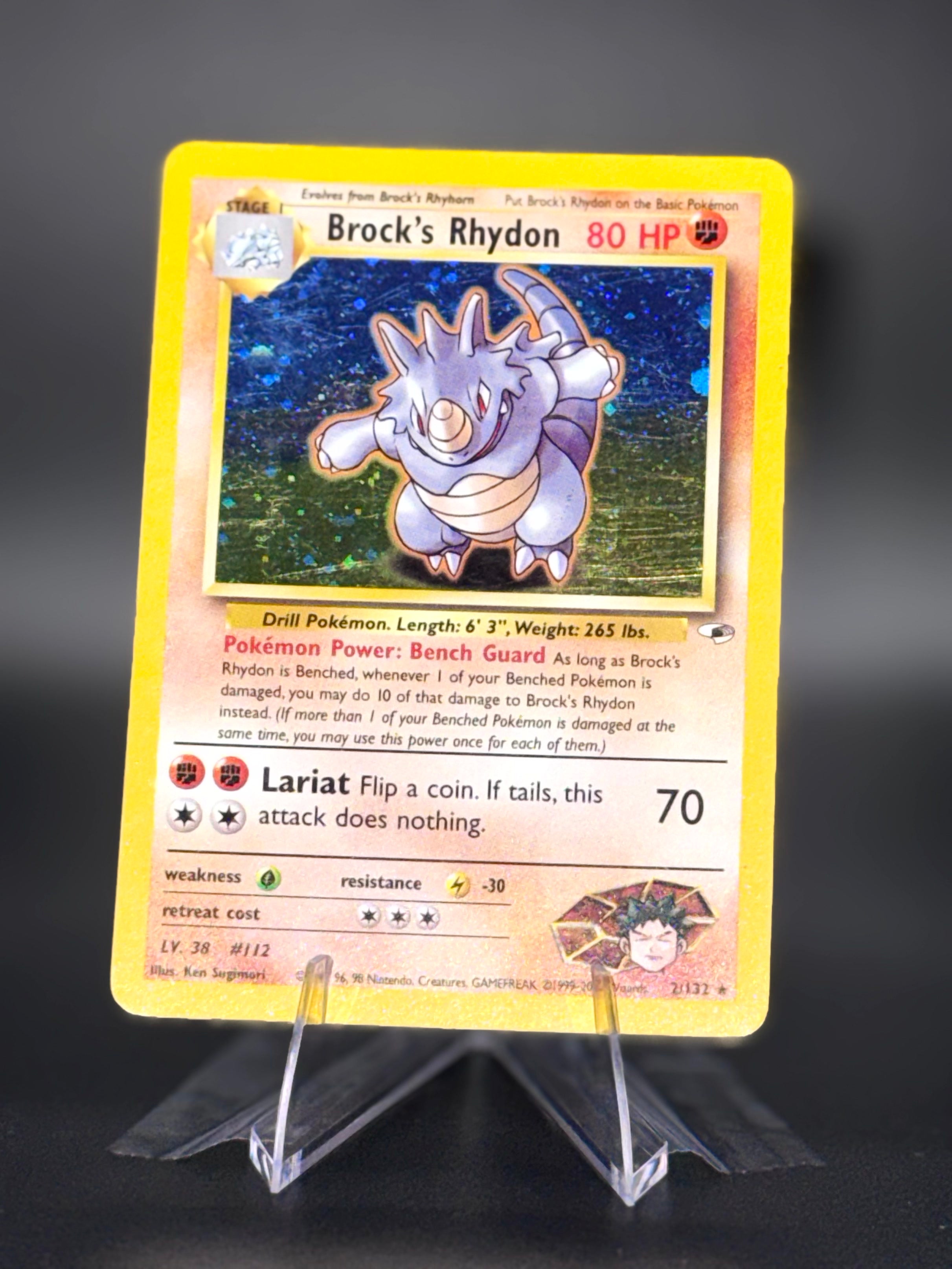 Brock's Rhydon • 2 Gym Heroes Holo Rare • Near Mint • Unlimited Holofoil