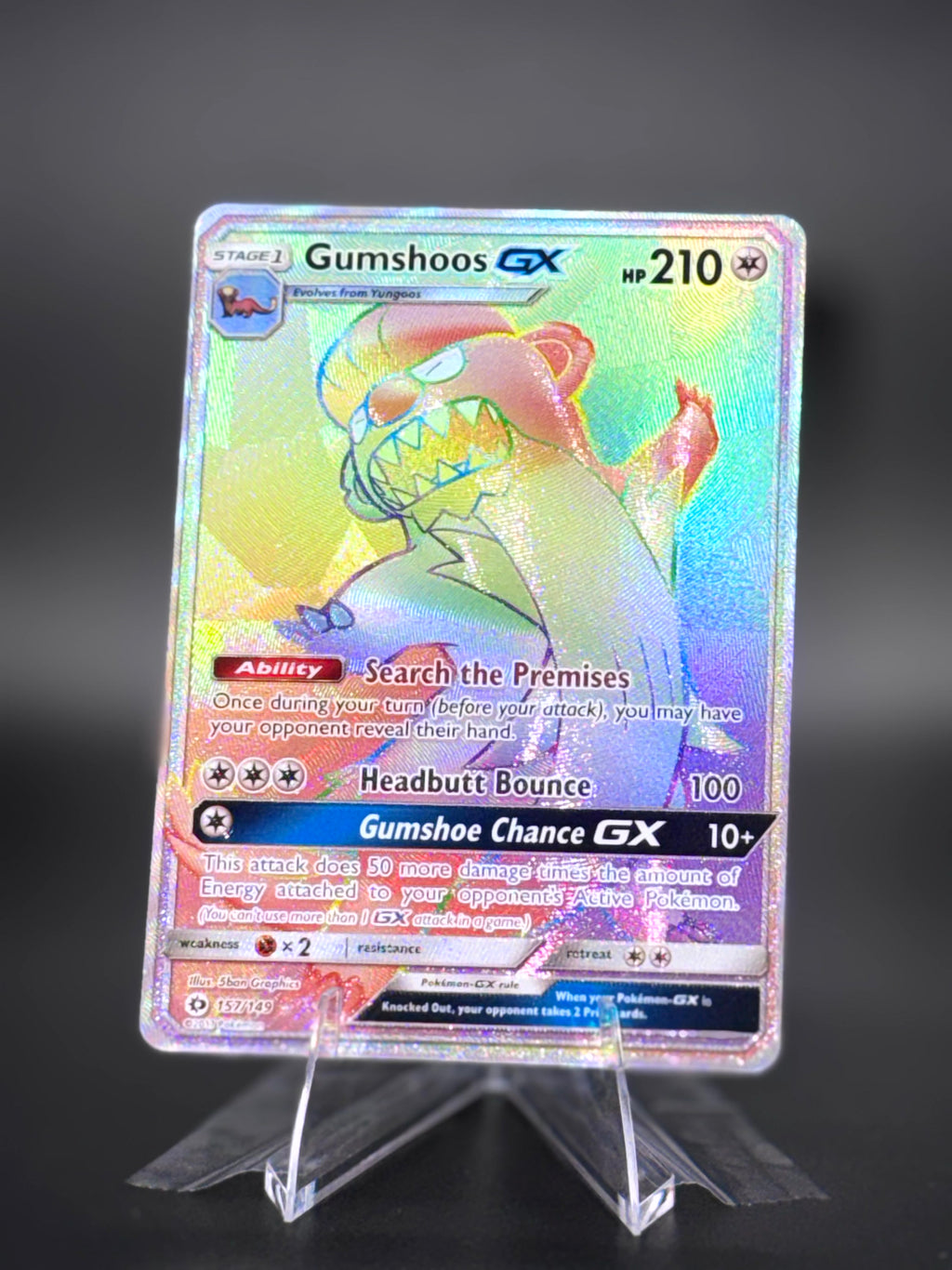 Gumshoos GX (Secret) • Sun & Moon Base Set • Secret Rare • Near Mint • Holofoil