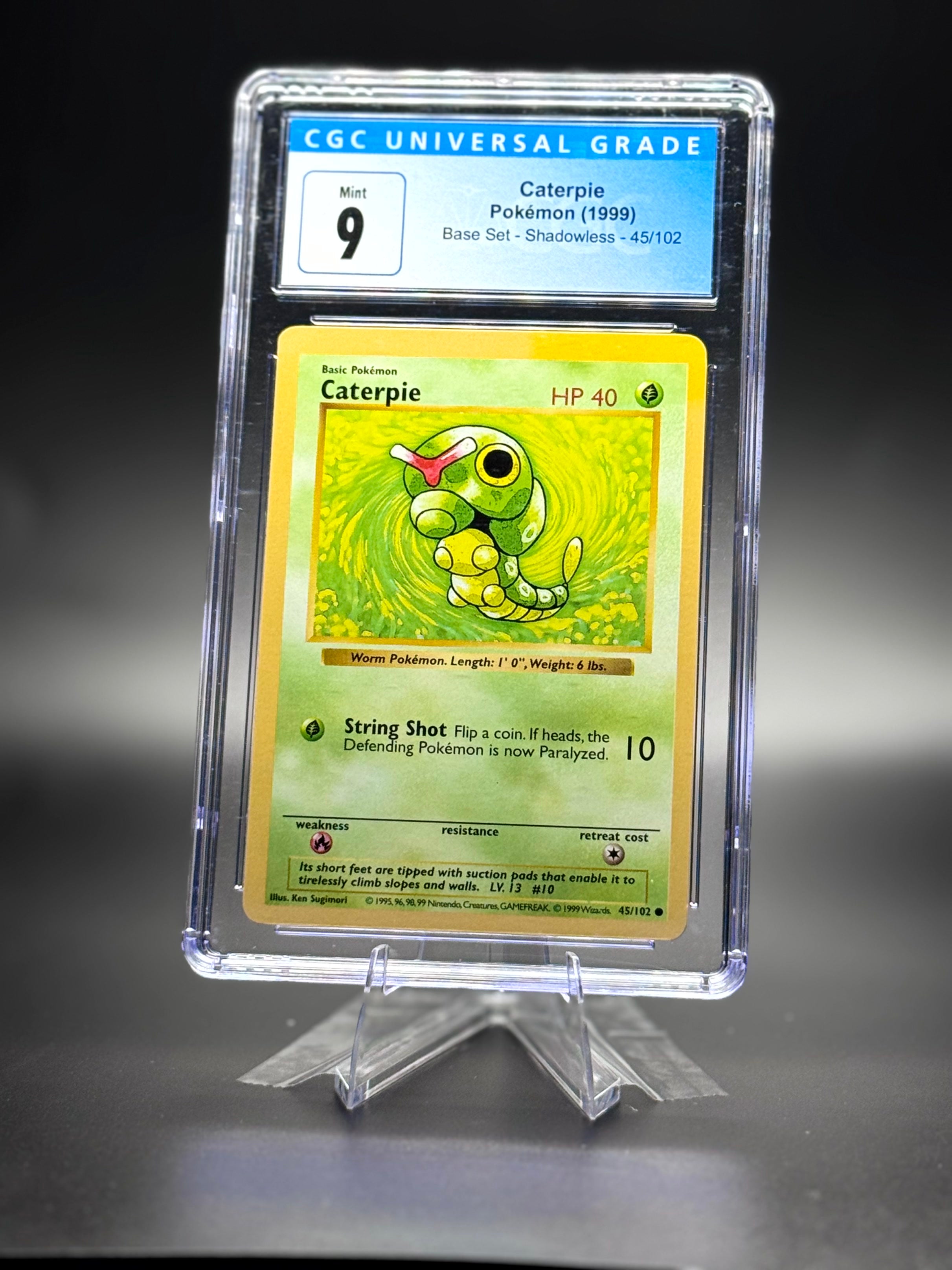 Caterpie • Base Set Shadowless • CGC 9 Mint • Common