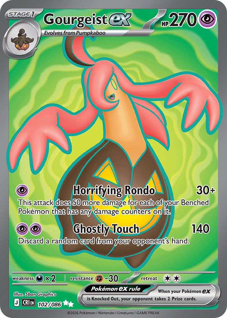 Gourgeist ex • Chaos Rising • 102/086 • Ultra Rare • Near Mint • Holofoil