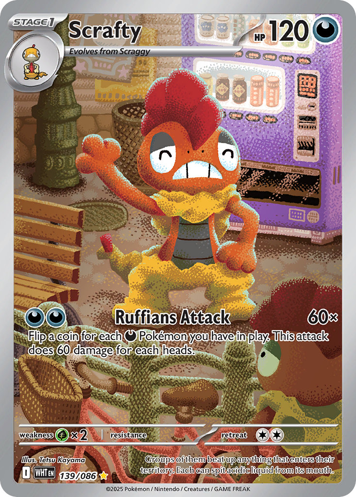 Scrafty • White Flare • Illustration Rare • Near Mint • Holofoil