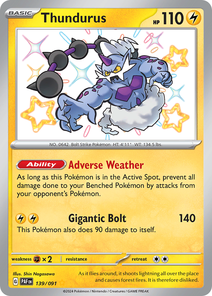 Thundurus • Paldean Fates • Shiny Rare • Near Mint • Holofoil