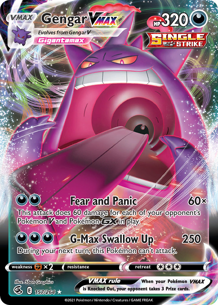 Gengar VMAX • Fusion Strike • 157/264 • Rare Holo VMAX • Near Mint • Holofoil