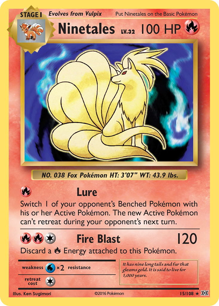 Ninetales • Evolutions • 15/108 • Rare Holo • Near Mint • Reverse Holofoil