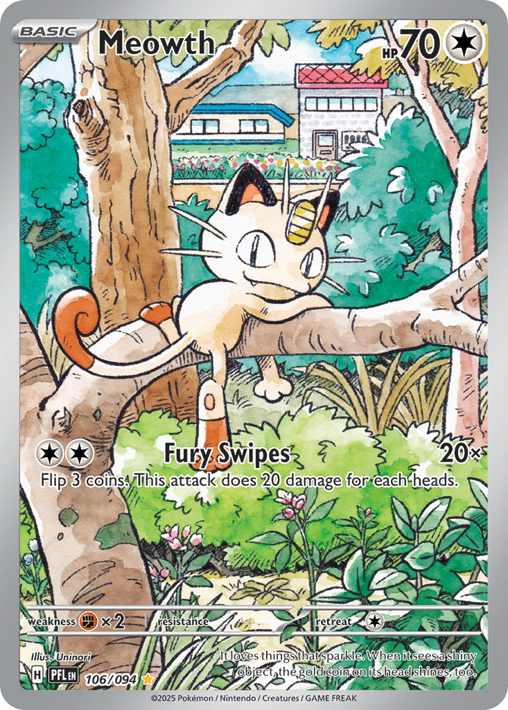 Meowth • Phantasmal Flames • 106/094 • Illustration Rare • Near Mint • Holofoil