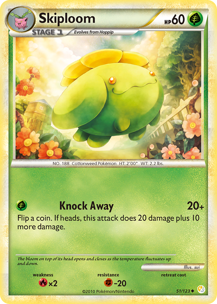 Skiploom • HeartGold & SoulSilver • 51/123 • Uncommon • Near Mint • Normal