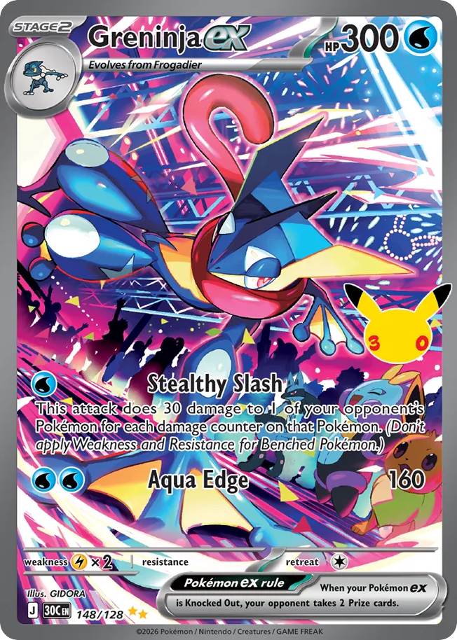 Greninja ex • 30th Celebration • 148/128 • Special Illustration Rare • Near Mint • Holofoil