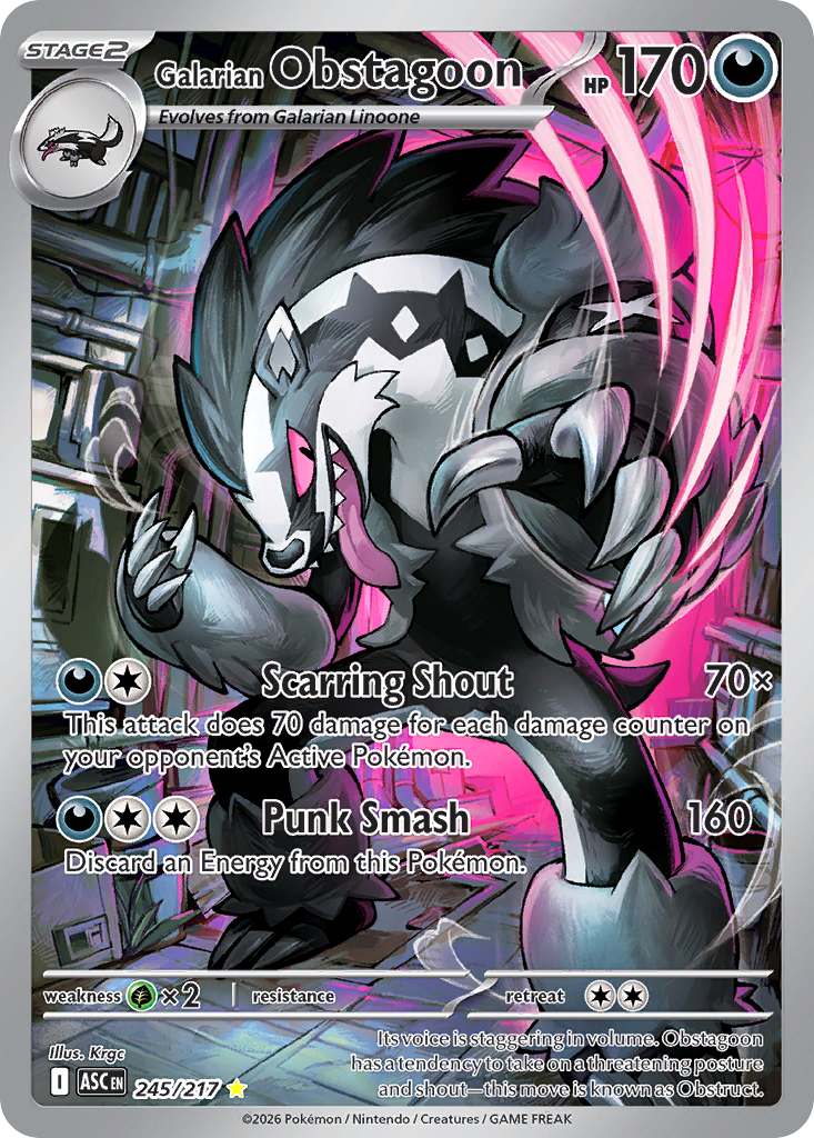Galarian Obstagoon • Ascended Heroes • Illustration Rare • Near Mint • Holofoil