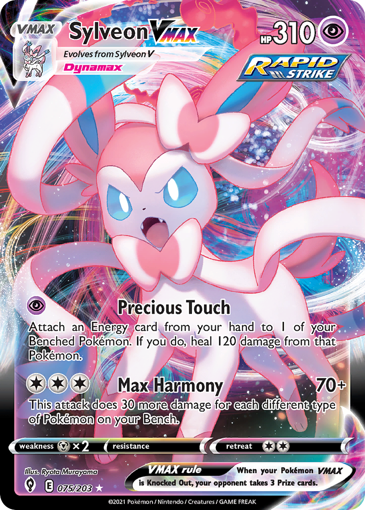 Sylveon VMAX • Evolving Skies • 075/203 • Rare Holo VMAX • Near Mint • Holofoil