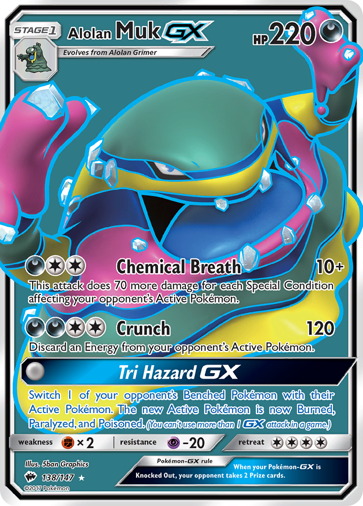 Alolan Muk-GX • Burning Shadows • 138/147 • Rare Ultra • Near Mint • Holofoil