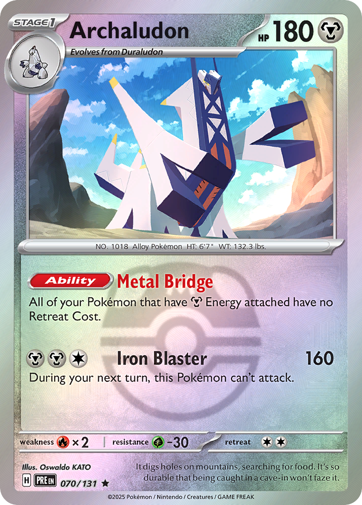 Archaludon • Prismatic Evolutions • 070/131 • Rare • Near Mint • Master Ball Reverse Holofoil