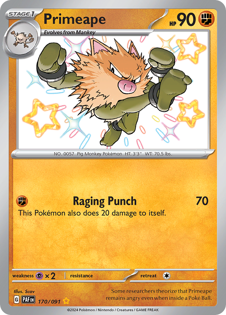 Primeape • Paldean Fates • Shiny Rare • Near Mint • Holofoil