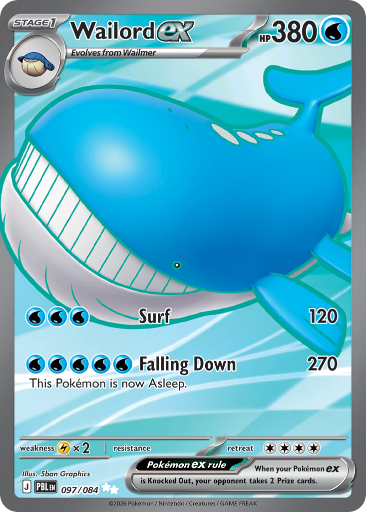 Wailord ex • Pitch Black • 097/084 • Ultra Rare • Near Mint • Holofoil