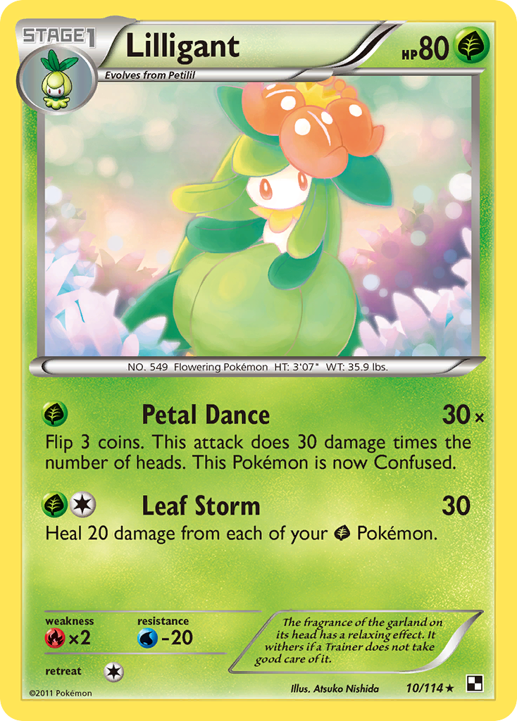 Lilligant • Black & White • 10/114 • Rare • Near Mint • Normal