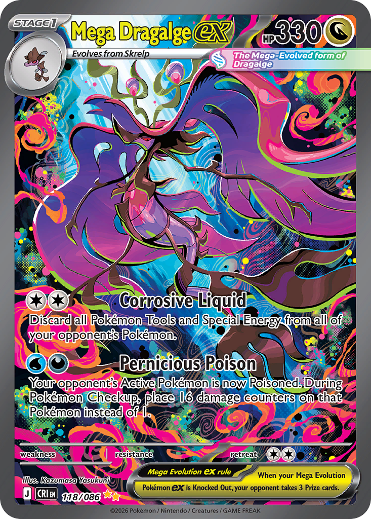 Mega Dragalge ex • Chaos Rising • 118/086 • Special Illustration Rare • Near Mint • Holofoil