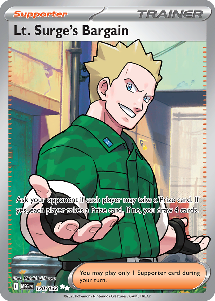 Lt. Surge's Bargain • Mega Evolution • 170/132 • Ultra Rare • Near Mint • Holofoil