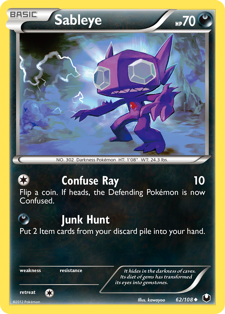 Sableye • Dark Explorers • 62/108 • Uncommon • Near Mint • Reverse Holofoil