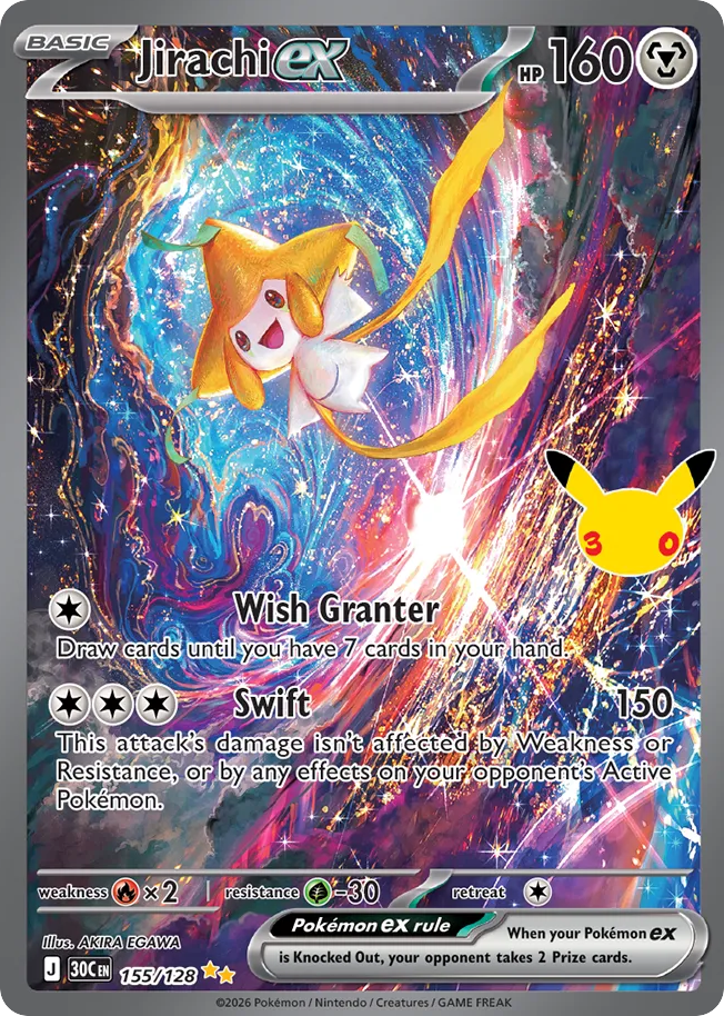 Jirachi ex • 30th Celebration • 155/128 • Special Illustration Rare • Near Mint • Holofoil