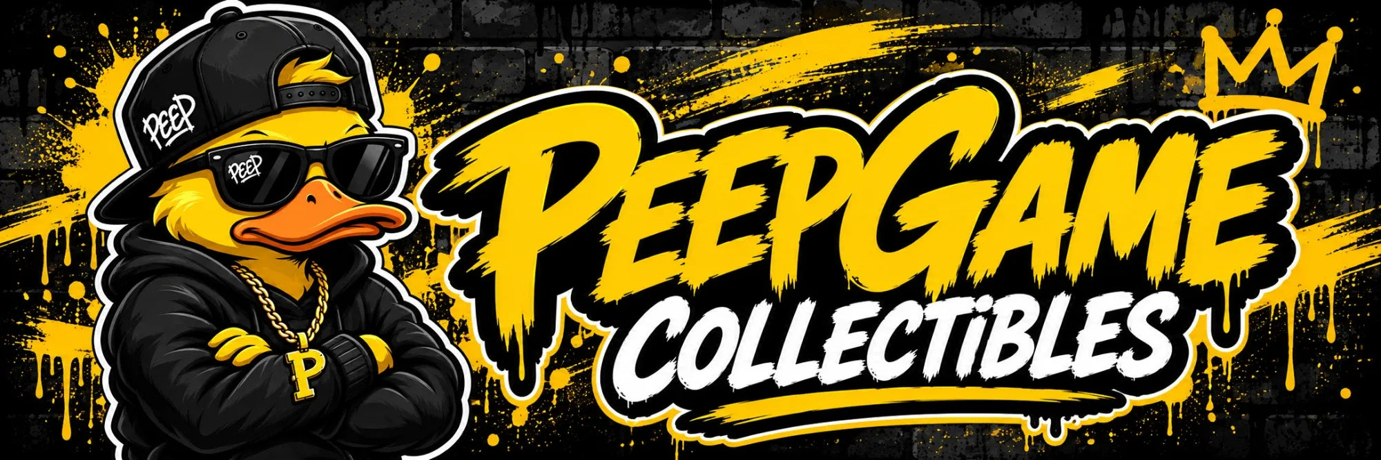 PeepGame Collectibles: the Peep duck on a graffiti brick wall